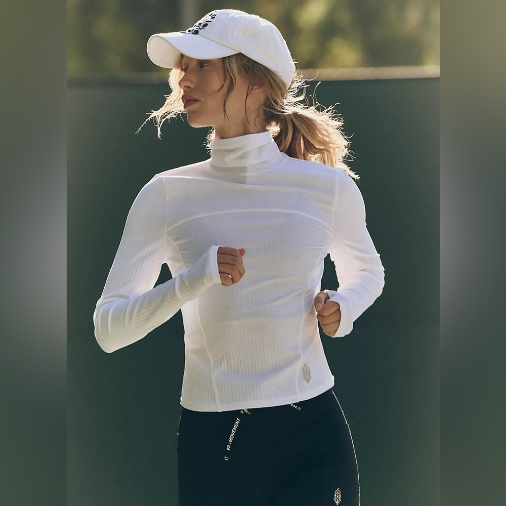 Free People Movement Tempo Ribbed Turtleneck White NWT!!! Size L